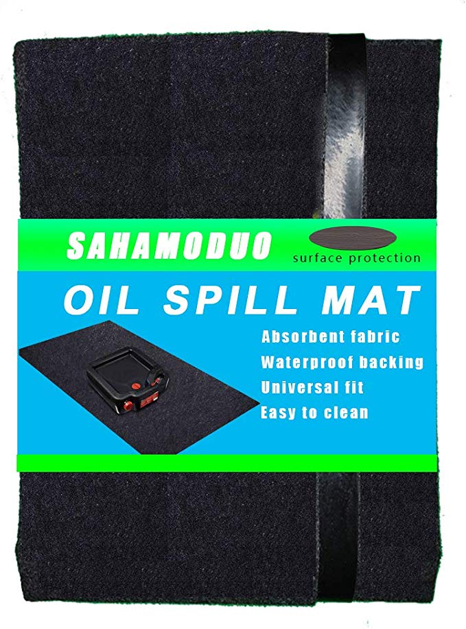 Sahamoduo Oil Spill Mat (36"x 30"), Premium Absorbent Garage Floor Oil Mat – Reusable – Oil Pad Contains Liquids, Protects Garage Floor Surface