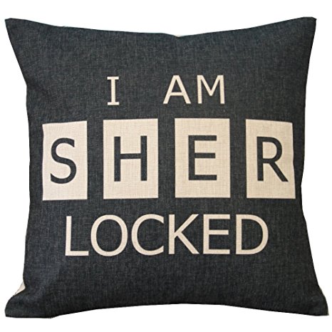 Sherlock I'm Sher Locked Throw Pillow Case Decor Cushion Covers Square 18*18 Inch Beige Cotton Blend Linen