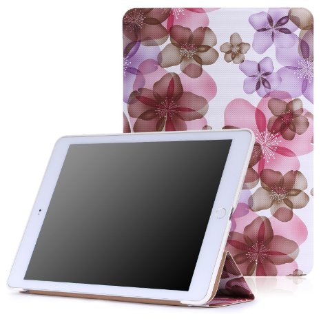 MoKo iPad Air 2 Case - Ultra Slim Lightweight Smart-shell Stand Cover Case for iPad Air 2 9.7 Inch 2014 Released Tablet, Floral PURPLE (with Auto Wake / Sleep, Not Fit iPad Air 2013 Released Tablet)