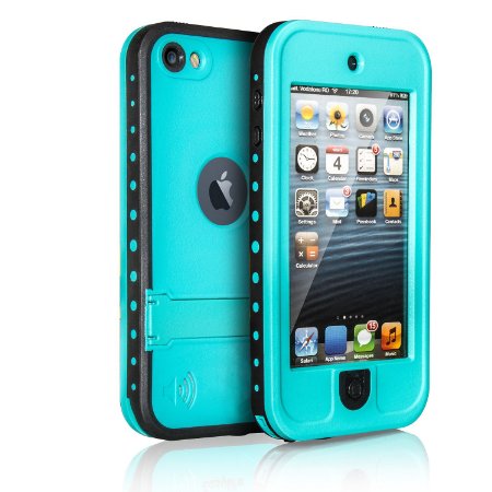 iPod 5 iPod 6 Waterproof Case, Merit Waterproof Shockproof Dirtproof Snowproof Case Cover with Kickstand for Apple iPod Touch 5th/6th Generation (Blue)