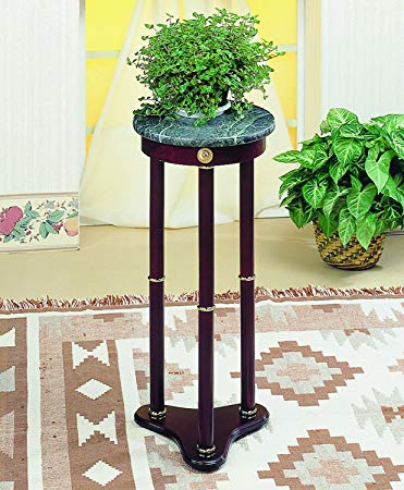 Marble Top Round Plant Stand Merlot and Green