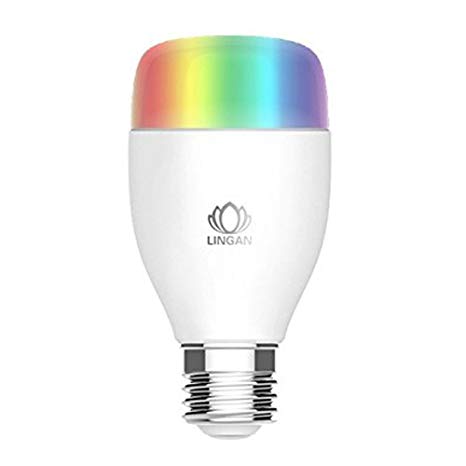 LINGANZH Unique Design WiFi Smart Bulb, 6500K  Adjustable, Multicolor, Dimmable, No Hub Required, Compatible with Alexa and Google Home,Smart Bulb (E27,6W,1pack