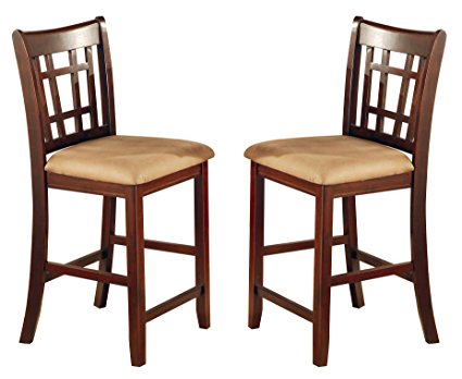 Coaster Home Furnishings 100889N Casual Counter Height Chair, Brown and Cherry/Tan, Set of 2