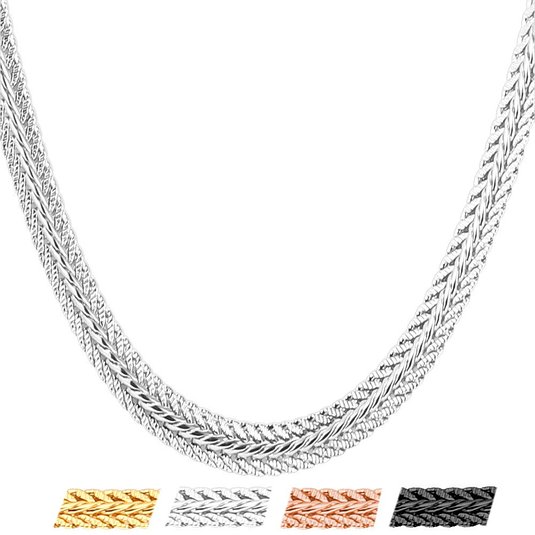 18K Gold Plated Men Chain With "18K" Stamp 6MM Unique Foxtail Chain Necklaces