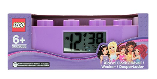 LEGO Friends Purple Kids Brick Alarm Clock | purple | plastic | 2.75 inches tall | LCD display | boy girl | official