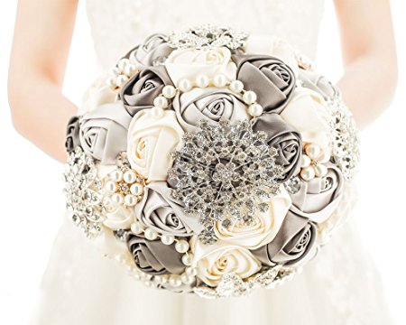 [MY DARLING] Advanced Customization Romantic Bride Wedding Holding Bouquet Roses Multi-color Selection-gray