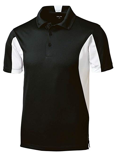 Joe's USA Men's Moisture Wicking Side Blocked Micropique Polo's- Regular, Big & Tall Sizes