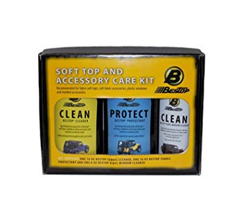 Bestop 11215-00 Fabric Care Pack - Vinyl Soft Top Cleaner, Vinyl Window Cleaner and Vinyl Protectant 3-pack - boxed