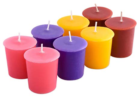 Exquizite Scented Votive Candles Gift Set - 8 pcs - 4 Strong Fragrances - Lavender, Sweet Pea, Coconut Pineapple Cream and Pumpkin Spice, 2 Votives per Fragrance, 15 Hour Burn time