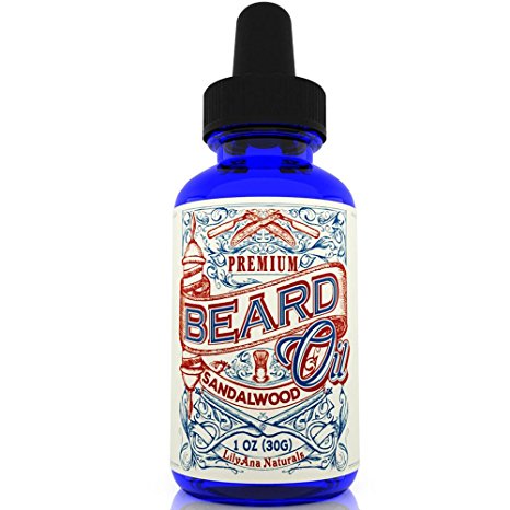 Beard Oil and Conditioner for Growth - Sandalwood Scent 100% Organic, Natural and Best for Softening, Control Dandruff and Stop the Itch, 1 OZ