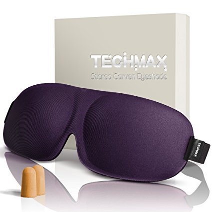 TECHMAX Sleep Mask, Lightweight & Comfortable Eye Masks, Super Soft Adjustable 3D Sleeping Mask for Travel, Nap, Shift Works Purple