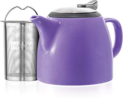 Tealyra - Drago Ceramic Small Teapot Purple - 22oz (2-3 cups) - With Stainless Steel Lid and Extra-Fine Infuser for Loose Leaf Tea - Lead-free - 650ml