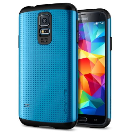 Galaxy S5 Case, Spigen® [Slim Armor] AIR CUSHION [Electric Blue] DOTTED Design Slim Fit Dual Layer Protective Case for Samsung Galaxy S5 (2014) - Electric Blue (SGP10753)
