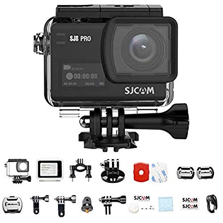 SJCAM SJ8 PRO Action Camera, 4k/60fps Sports Cam with Ambarella H22 Sensor, EIS, 170°Wide-angle Lens, 2.33" Touchscreen, 1200mAH Battery for Underwater, Outdoor Activity (Waterproof Case Included)