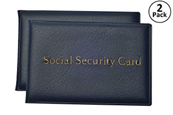 Social Security Card Protector with 2 Clear Card Sleeves - Holds Medical Prescriptions, Medicare Card Holder, Driver License, Health Insurance, ID, Credit Card Holders, Blue, 2 Pack