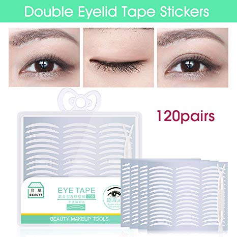 Invisible Double Eyelid Tape Stickers One Side Eyelid Lift Strips Instant Eye Lift Without Surgery - Perfect for Hooded, Droopy, Uneven, or Mono-eyelids (120 Pair, Slim)