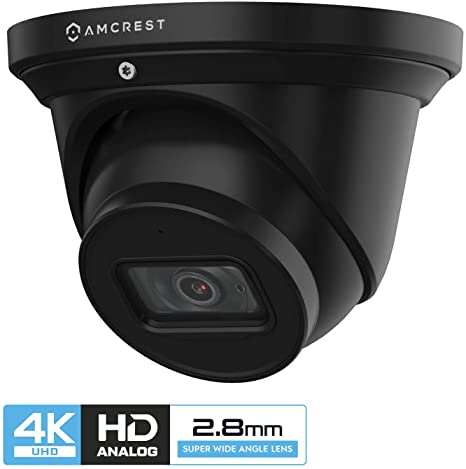 Amcrest ProHD 4K Dome Outdoor Security Camera, 4K (8-Megapixel), Analog Camera, 164ft Night Vision, IP67 Weatherproof Housing, 2.8mm Lens, 110° Wide Angle, Built-in Microphone, Black (AMC4KDM28-B)