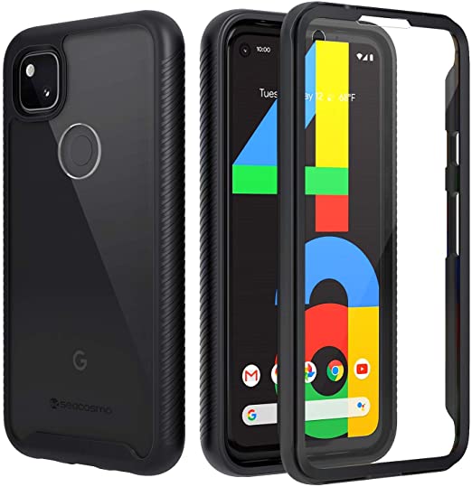 seacosmo Google Pixel 4a Case 4G (2020), [with Built-in Screen Protector] Full-Body Rugged Dual-Layer Shockproof Protective Cases Cover for Google Pixel 4a 5.8-Inch