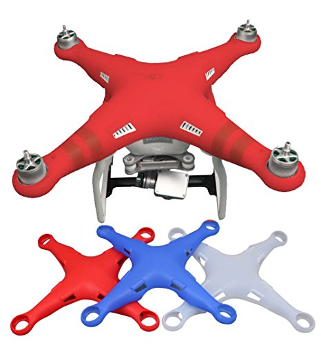 Owoda Silicone Dustproof Body Cover Scratch Dirt Thickened Water Splash Case Protection Protective Soft Shell Spare Parts for DJI Phantom 3 (Red)