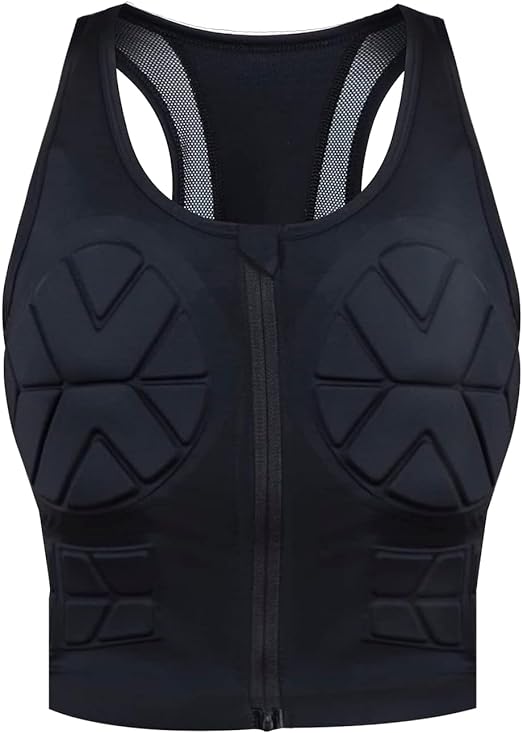 Zena Z1 Impact Vest for Women, Front Zip Padded Compression Vest for Contact Sports, Breast & Rib Protection, Lightweight