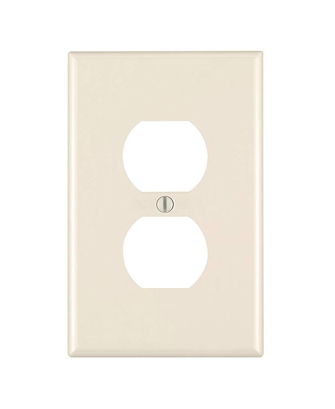 Leviton PJ8-T 1-Gang, 1-Duplex, Midway Nylon Wallplate, Midway Size, Light Almond