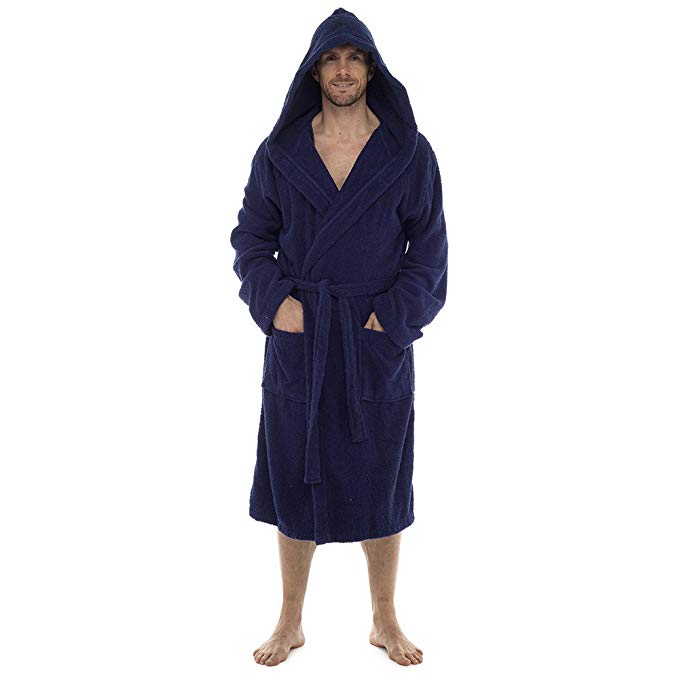 Men Towelling Robe 100% Cotton Terry Towel Shawl Collar Bathrobe Dressing Gown Bath Robe Perfect Gym Shower Spa Hotel Holiday