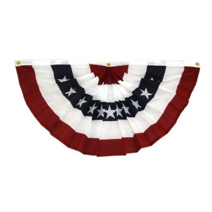 US Stars and Stripes 3ft x 6ft Printed Pleated Fan - US Made