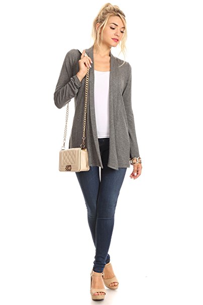 Nelly Aura Long Sleeve Open Front Draped Short Sweater Cardigan - Made in USA - All Sizes   Colors