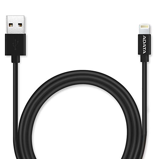 ADATA MFi Certified Lightning Cable for iPhone, ipad, Black (AMFIPL-100CM-CBK)