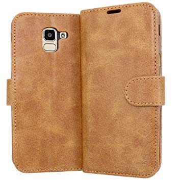 Case Collection Premium Leather Folio Cover for Samsung Galaxy J6 Case Magnetic Closure Full Protection Design Wallet Flip with [Card Slots] and [Kickstand] for Samsung Galaxy J6 Phone Case