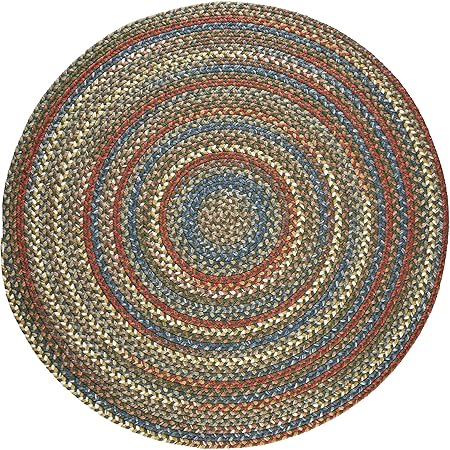 Super Area Rugs Gemstone Made in USA Braided Rug Colorful Kitchen Living Room Carpet, Emerald 8' X 8'