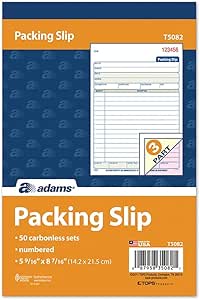 Adams Packing Slip Book, 3-Part, Carbonless, 5-9/16 x 7-5/16 Inches, 50 Sets per Pad (T5082),White/Canary/Pink