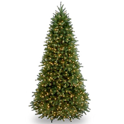 National Tree (PEJF1-304-75) "Feel-Real" Jersey Fraser Slim Fir Hinged Tree with 800 Clear Lights, 7-1/2-Feet