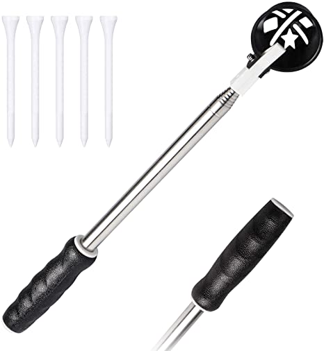 prowithlin Golf Ball Retriever with Golf Alignment Tool, Stainless Golf Ball Retriever for Water Telescopic, Ball Retriever Tool Golf with Automatic Locking Scoop, Golf Tees, Golf Accessories for Men