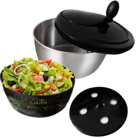 Stainless Steel Salad Spinner-Suitable for Vegetables,Fruit and Lettuce-Easy to Clean and Dishwasher Safe