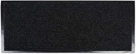 Heavy Duty, Extra Long Waterproof Ribbed Utility Doormat (22x60 - Charcoal Black) Entry Way Shoes Scraper for Patio, Garage, or Front Door, Trap Dirt, Debris, & Mud Outside