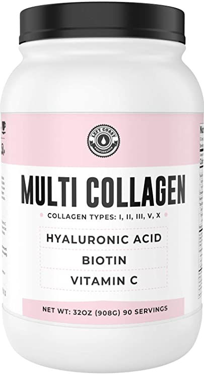 Collagen with Biotin, Hyaluronic Acid (2lb Value Size) Plus Vitamin C | Hydrolyzed Multi Collagen Protein (Types I, II, III, V, X). for Hair, Skin, Nails. Collagen Peptides Supplement for Women, Men