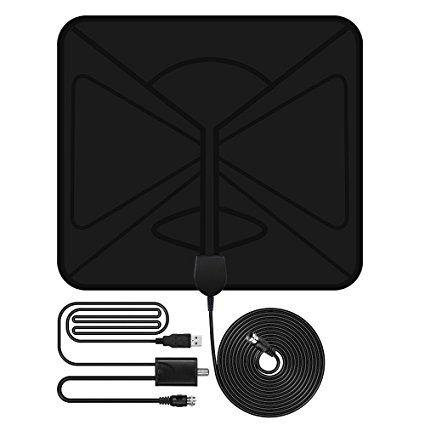 Homasy Amplified Indoor HDTV Antenna, 50 Mile Range with Amplifier for the Highest Performance and 10ft Coax Cable