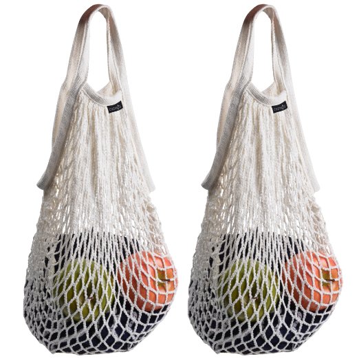 Cosmos ® Pack of 2 Cotton Net Shopping Tote Ecology Market String Bag Organizer (White)