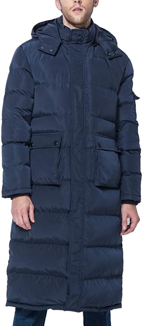 Tapasimme Men's Winter Warm Down Coat Men Packaged Down Puffer Jacket Long Coat with Hooded Compressible