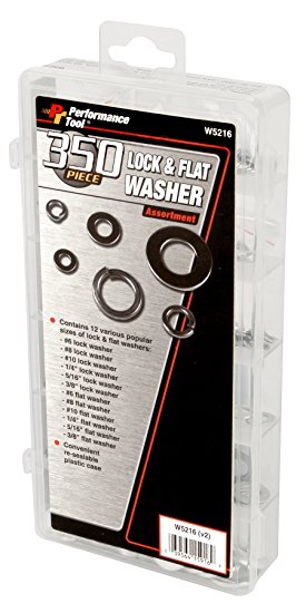 Performance Tool  W5216 350 pc Lock & Flat Washer Assortment