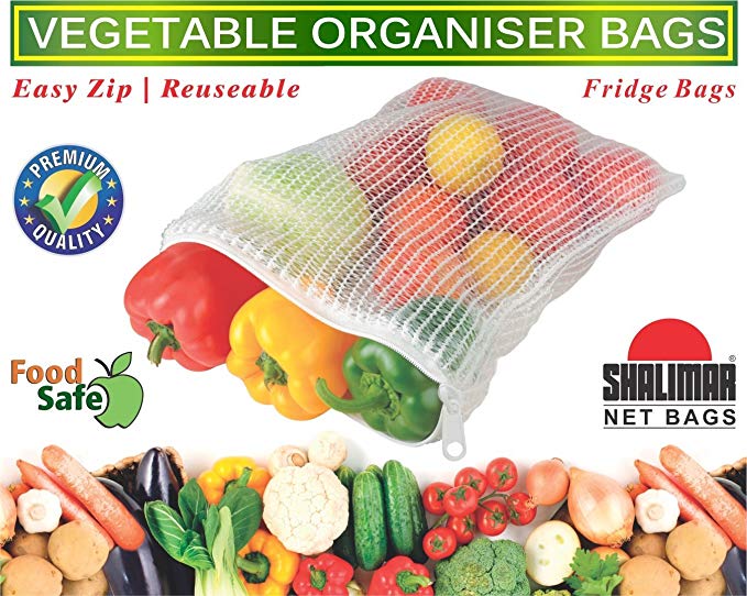 Shalimar Reusable Vegetable Organizer Bags/Fridge Bags/Net Bags (Pack of 6 Bags) (Natural Color)