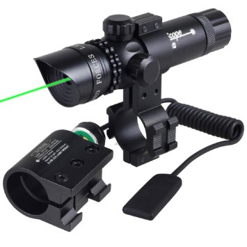 2 Mounts Switch Tactical Power 532nm Green Dot Adjustable Laser Sight Scope w