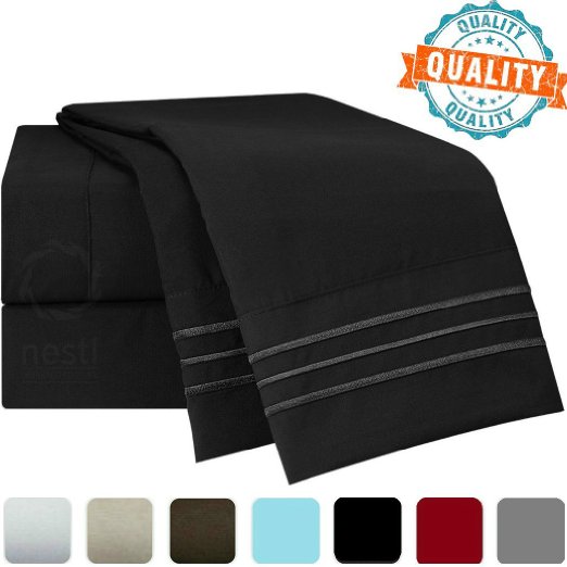 Bed Sheets, Queen, Black - Best Quality Bedding Set Sheets on Amazon - 4-Piece Set - Deep Pockets Fitted Sheet - 100% Luxury Soft Microfiber - Hypoallergenic, Cool & Breathable