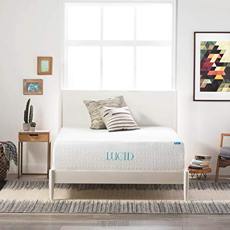 LUCID 14 Inch Plush Memory Foam Mattress - Ventilated Gel Memory Foam   Bamboo Charcoal Infused Memory Foam - CertiPUR-US Certified - 10-Year Warranty - Twin