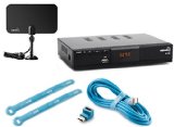 Viewtv AT-163 ATSC Digital TV Converter Box Bundle with ViewTV Flat HD Digital Indoor TV Antenna and ViewTV HDMI Cable w Recording PVR Function  HDMI Out  Coaxial Out  Composite Out  USB Input