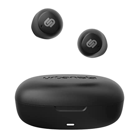 Urbanista Lisbon Bluetooth 5.2 TWS Earbuds, in Ear Mini Wireless Headphones with Mic, Touch Controls, 27 Hr Playtime, Charging Case, Voice Assistant Compatible, Midnight Black