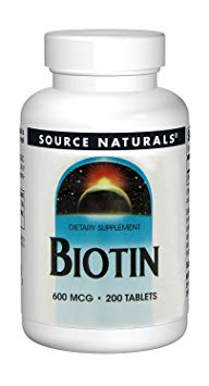 Source Naturals Biotin 600mcg High Potency B Vitamin Nutrients Support Healthy Hair, Skin & Nails - Maximum Strength Biotin Deficiency Supplement - 200 Tablets