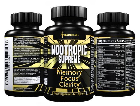 Nootropics Brain Supplement for Memory, Focus, Mental Clarity Support - Boosts Cognition, Brain Health & Concentration - With Neuro Mind Enhancers DMAE, Bacopa, L Tyrosine, & Huperzine A - 60 Pills