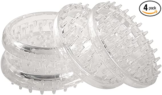 SoftTouch 4680195N Round Clear Spiked Plastic Caster Cups for Short Loop Carpet (3/8" H) -(4 Pieces), 4 inch